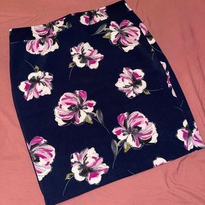 Navy floral business causal skirt.